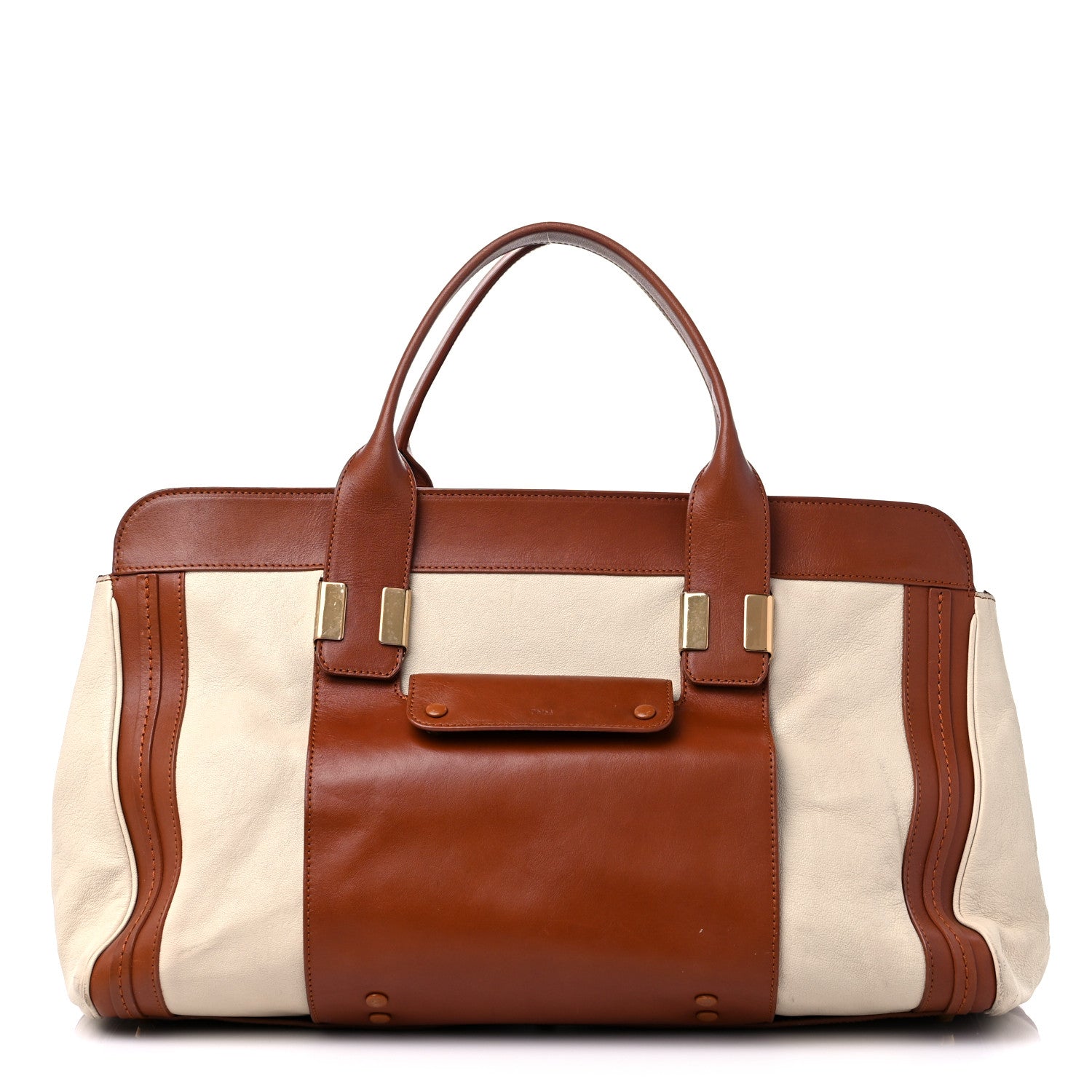 Chloe Calfskin Large Alice Satchel Husky White Tan 1 of 14