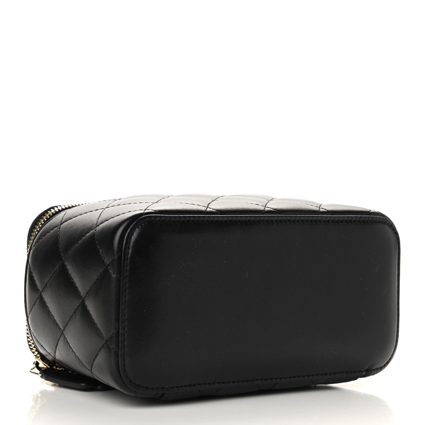 Lambskin Quilted Small Vanity Case With Chain Black