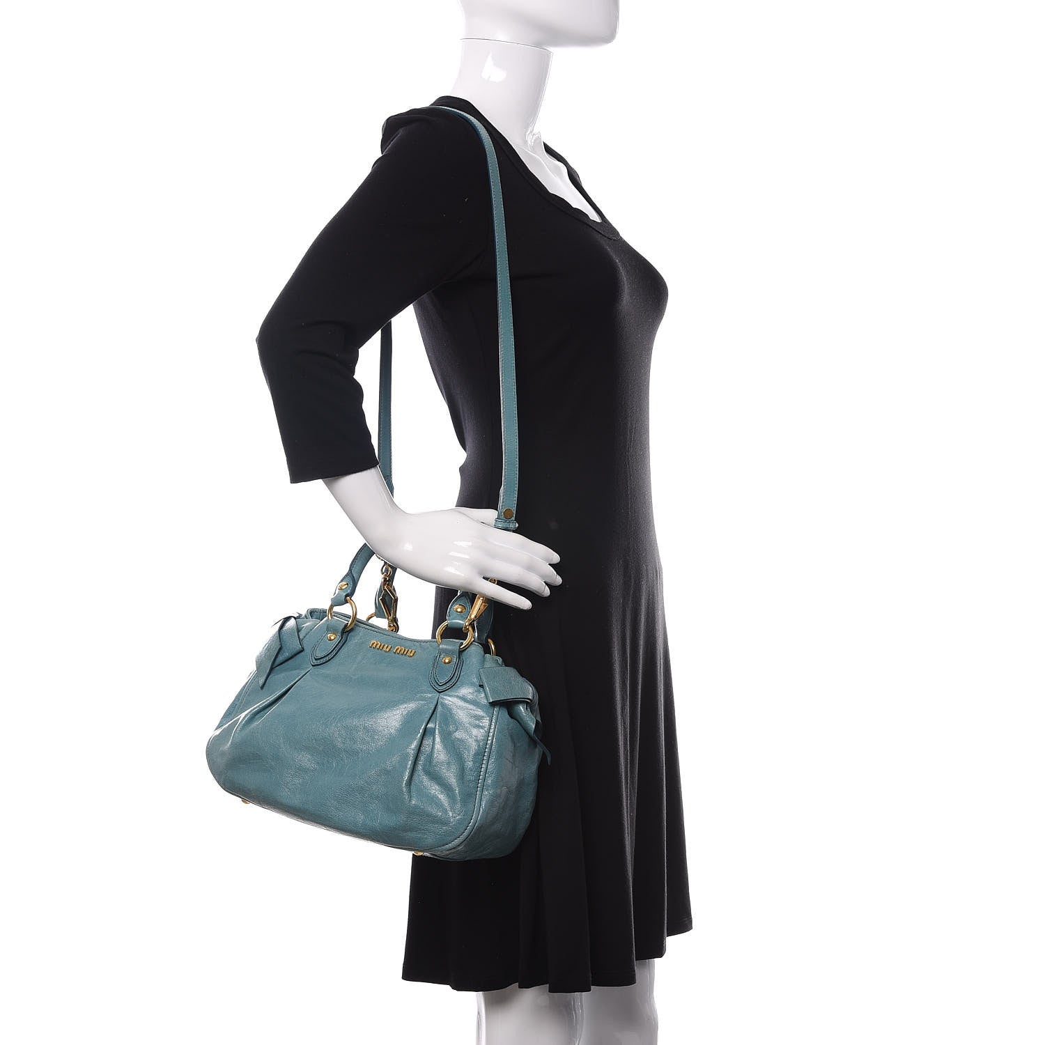 Miu Miu Vitello Shine Tote Mare 2 of 13