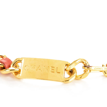 Chanel Lambskin Chain Logo Belt Gold Coral 3 of 4