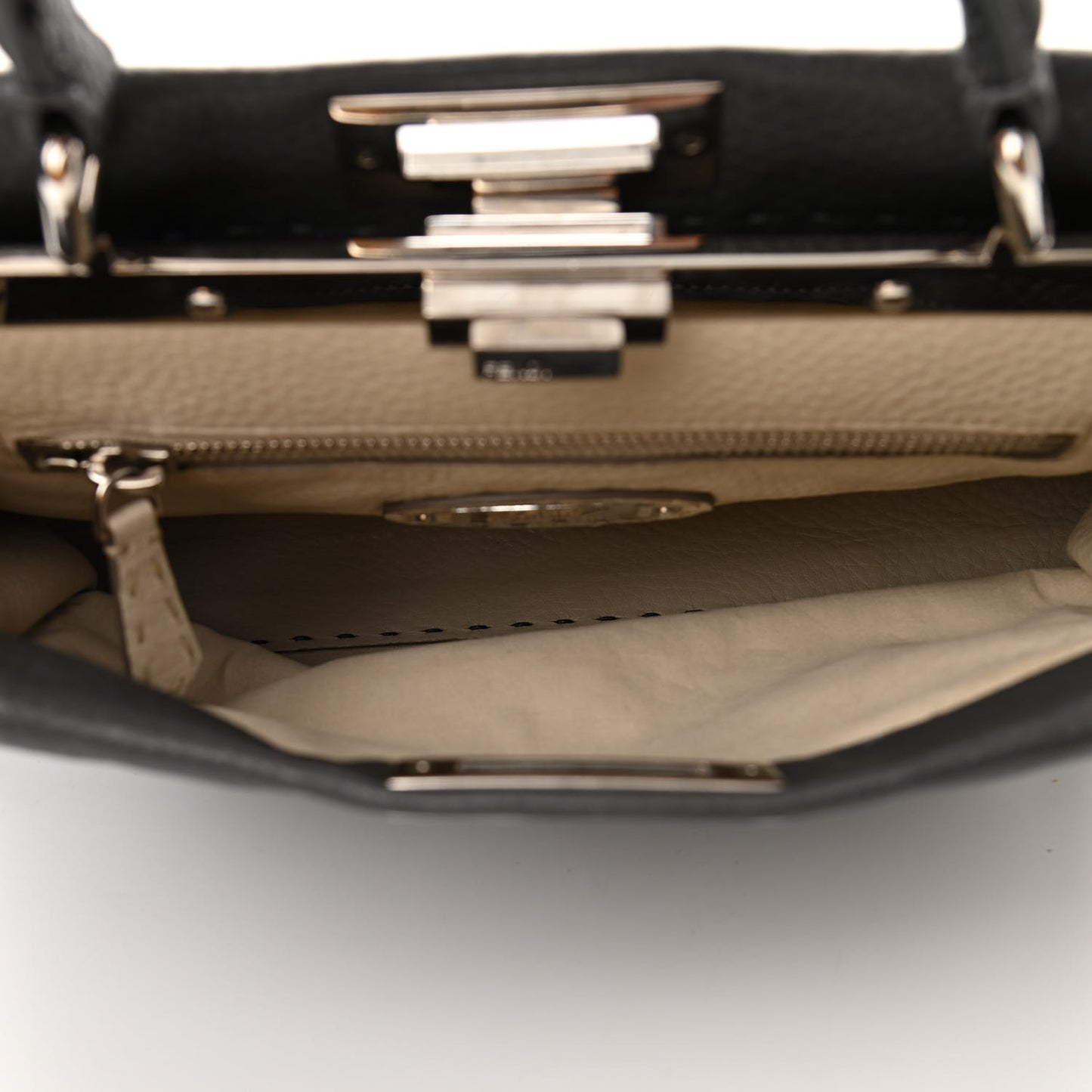 Cuoio Romano Selleria Bi-Color Medium Peekaboo Iconic Satchel Asfalto Latte