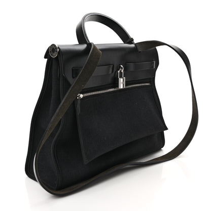 Hermes Military Toile Vache Hunter Herbag Zip PM 31 Black 4 of 11
