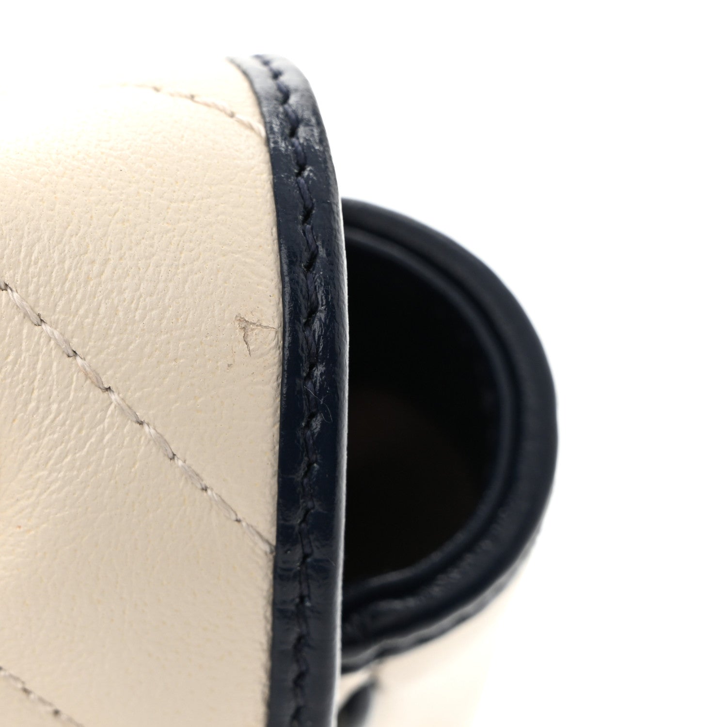 Gucci Vintage Effect Calfskin Matelasse Diagonal Small Torchon GG Marmont Shoulder Bag Mystic White Blue Agata 12 of 14