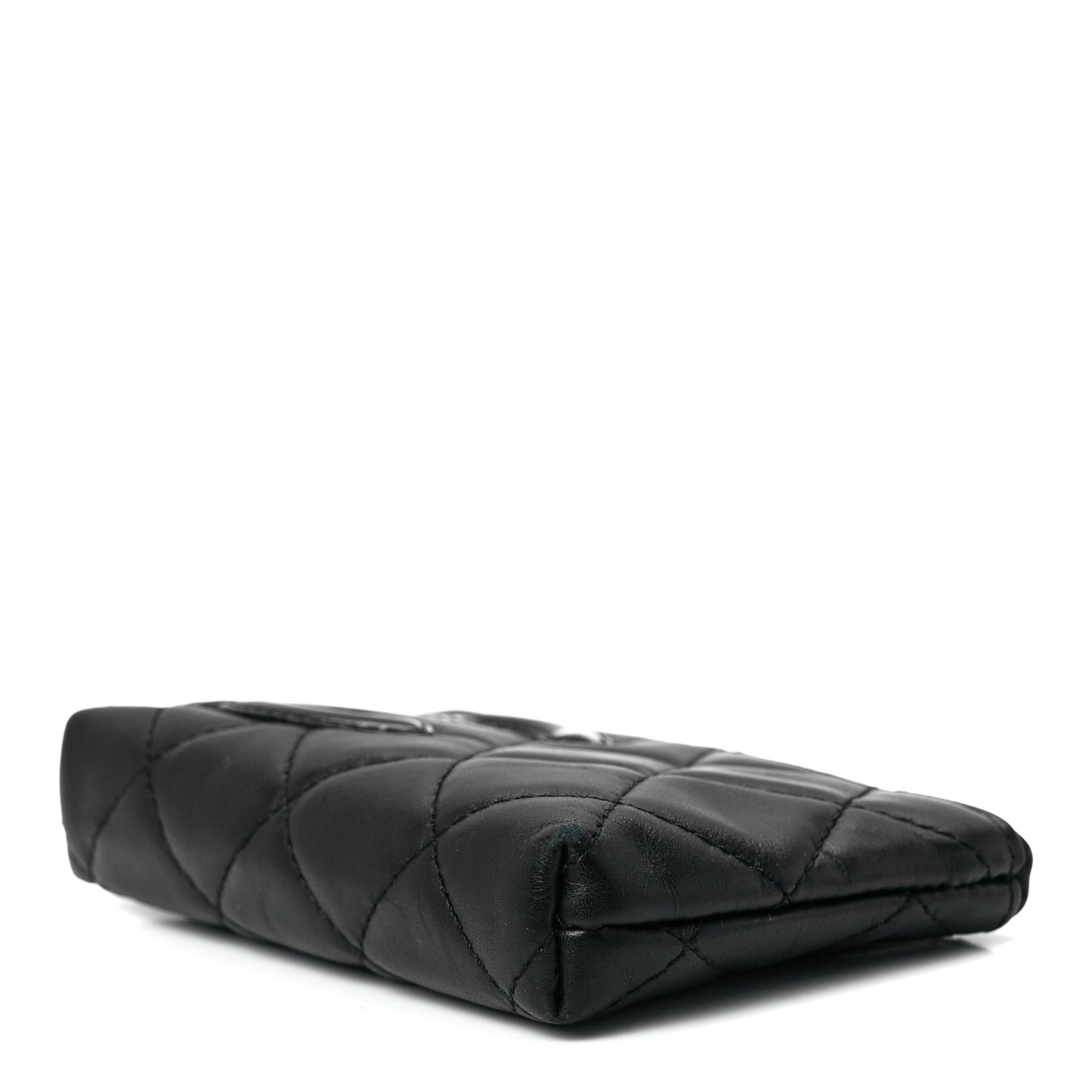 Calfskin Quilted Cambon Key Pouch Black