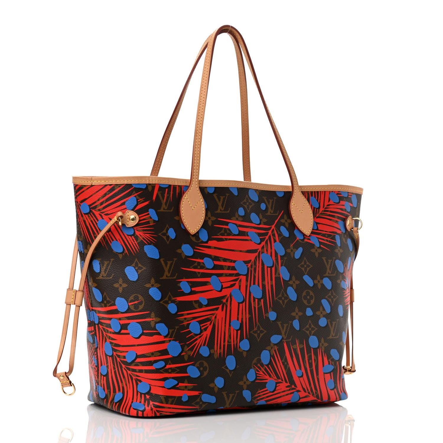 Louis Vuitton Monogram Jungle Dots Neo Neverfull MM Coquelicot Denim 4 of 11