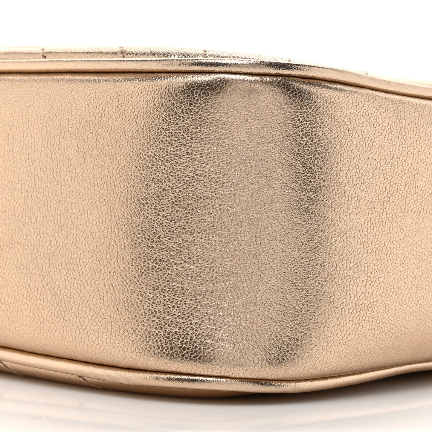 Metallic Sakai Be Green Calfskin Diagonal Stitched Small Blondie Shoulder Bag Golden Beige