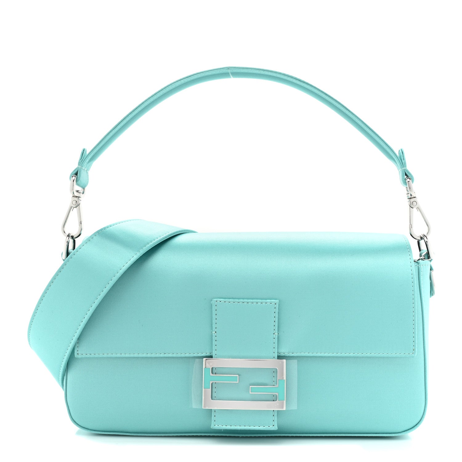 Fendi X TIFFANY Satin Nappa Silver Baguette Blue Tiffany Silver 1 of 11