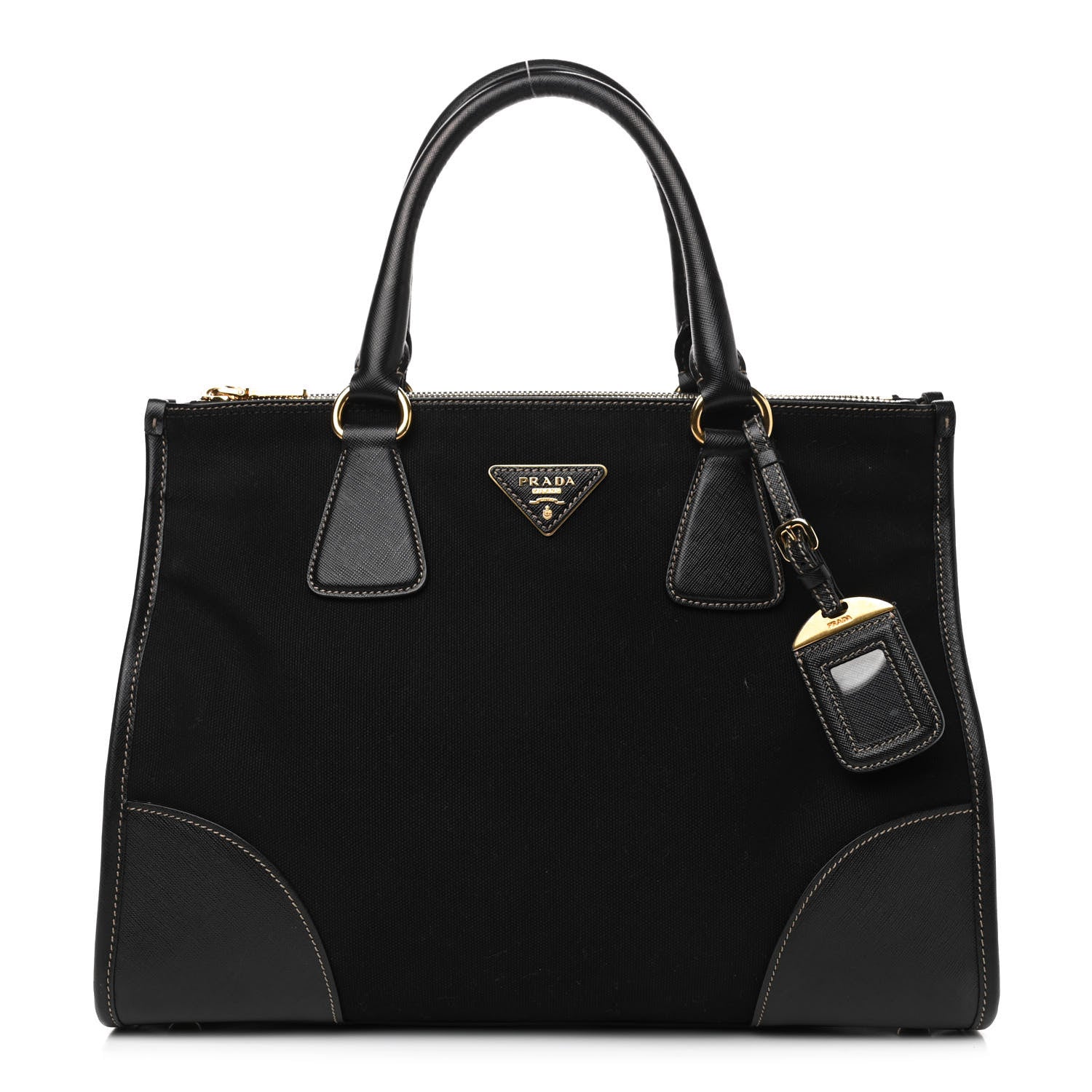 Prada Canapa Saffiano Shoulder Bag Black 1 of 7