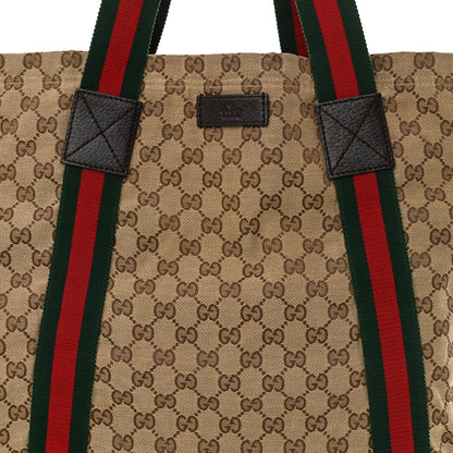 Gucci GG Monogram Medium Web Handle Vertical Tote Dark Brown 8 of 10