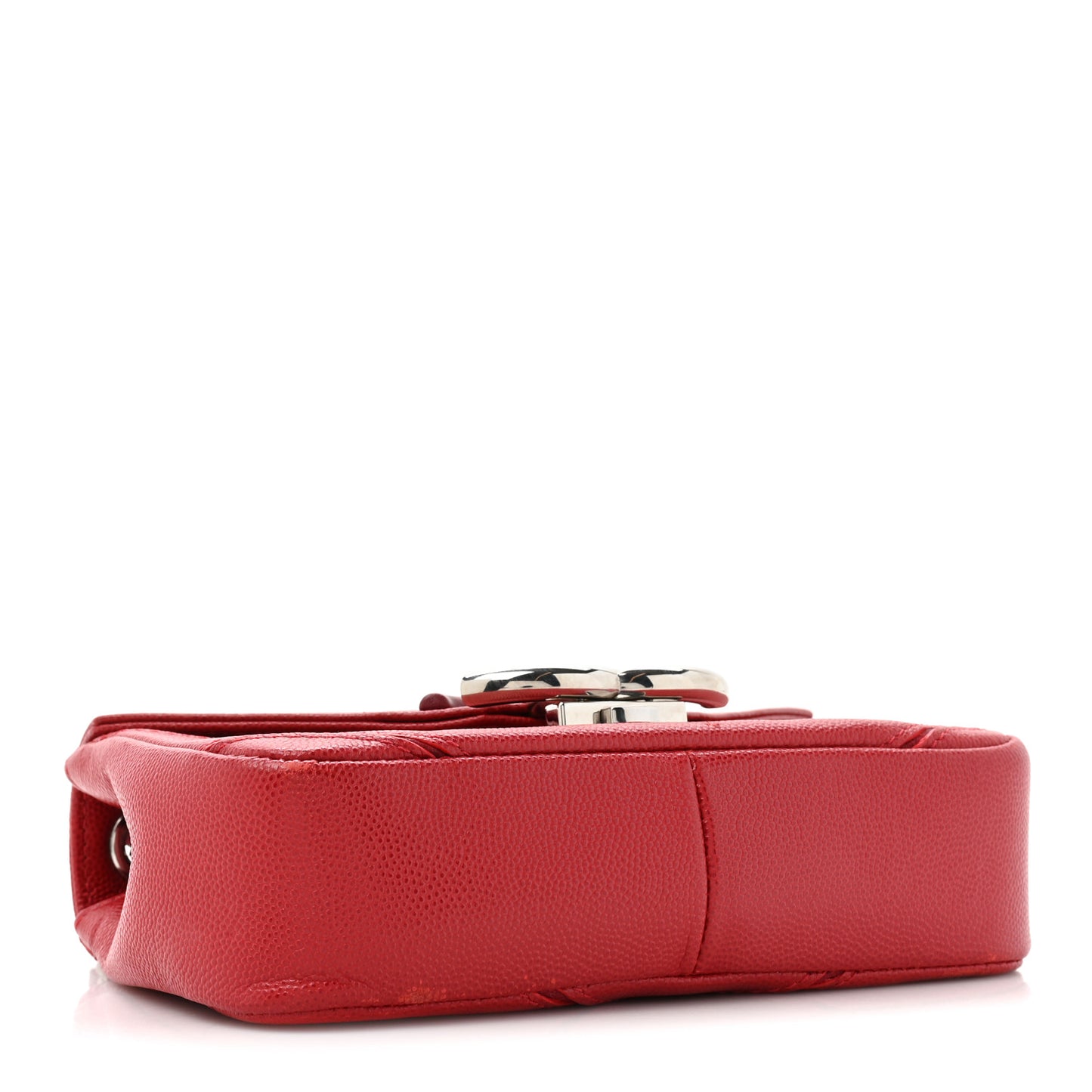 Caviar Macro Chevron Small Single Flap Red