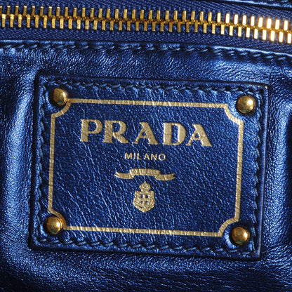Prada Metallic Snakeskin Jeweled Clutch Denim 7 of 8