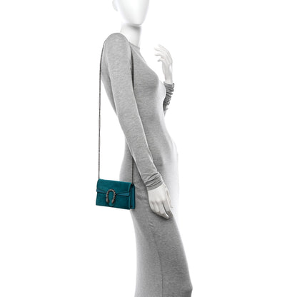 Gucci Velvet Super Mini Dionysus Shoulder Bag Pavone Cyan 2 of 11