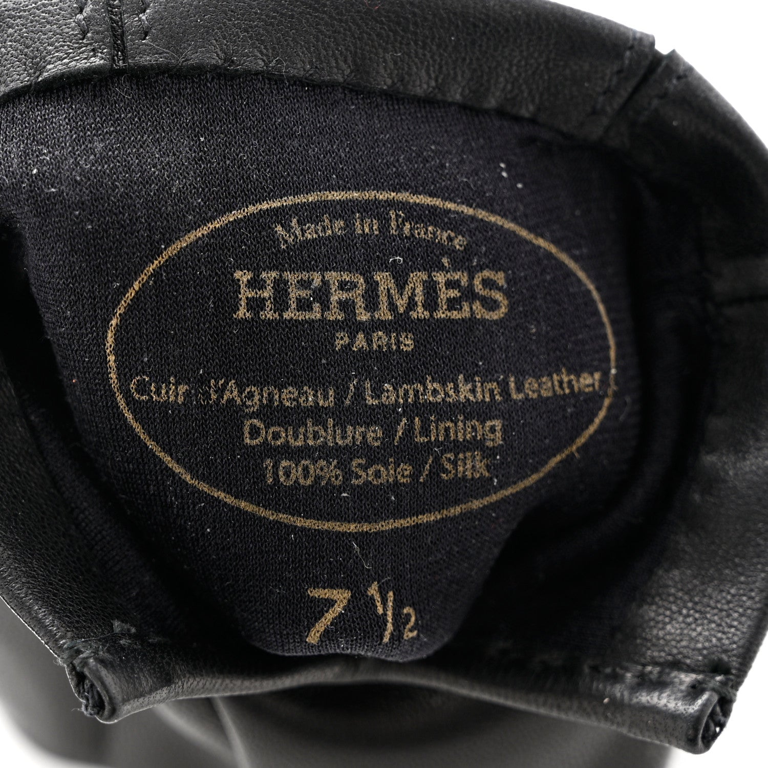 Hermes Lambskin Gloves 7.5 Black 2 of 3
