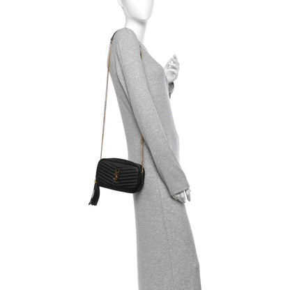 Saint Laurent Grain De Poudre Matelasse Monogram Mini Lou Camera Bag Black 2 of 9