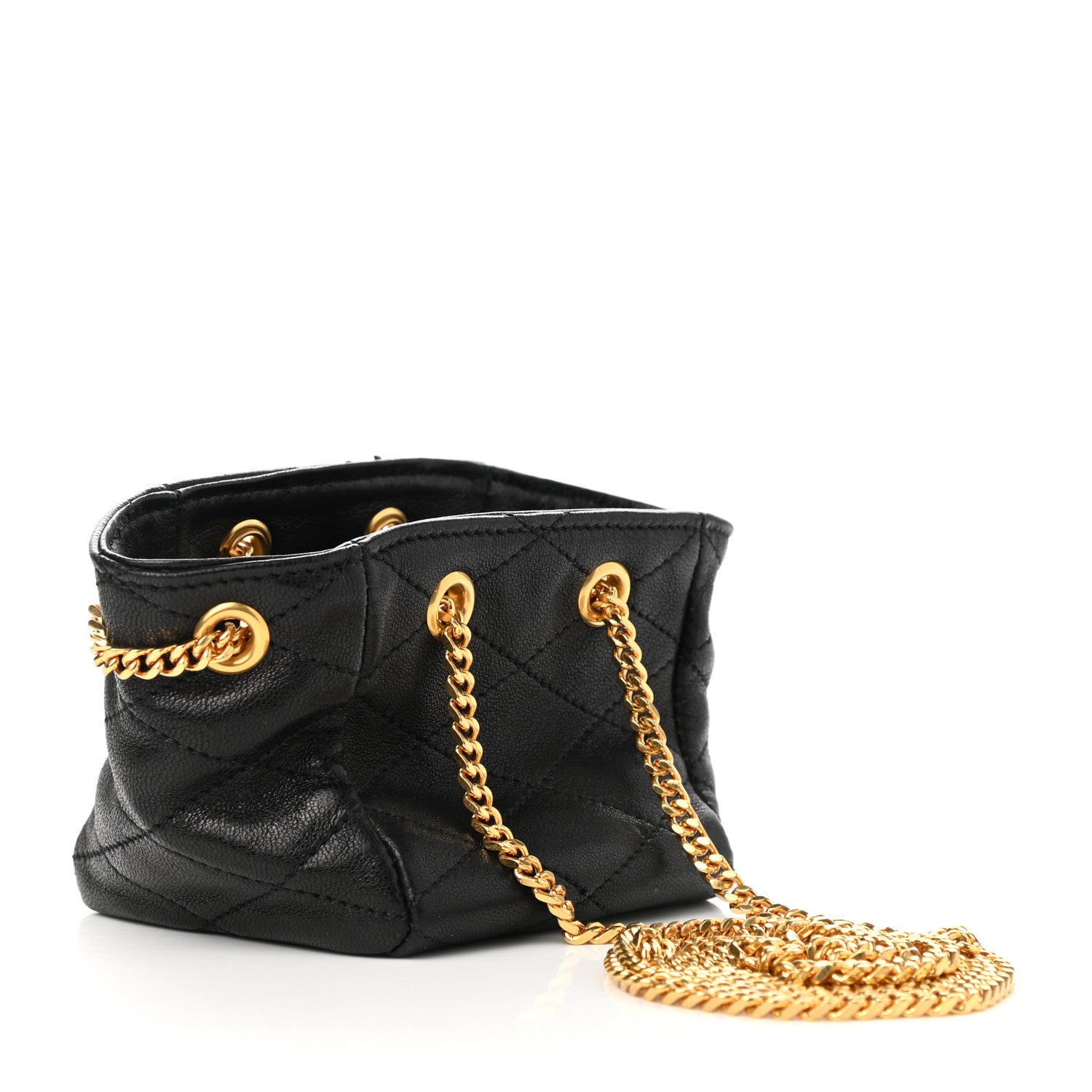Saint Laurent Lambskin Quilted Baby Bucket Bag Black 2 of 7