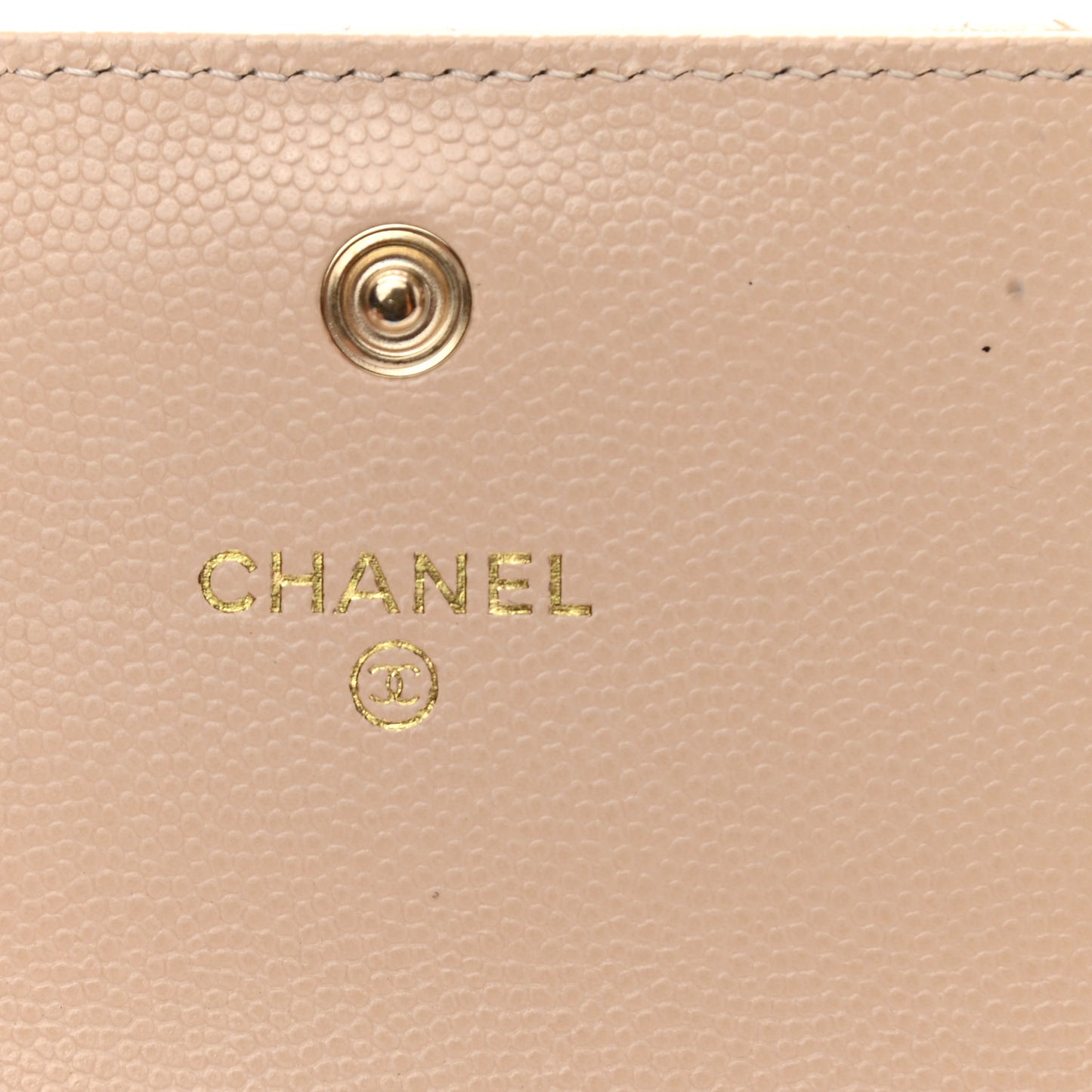Caviar Pearl Quilted Coco Candy Wallet Beige