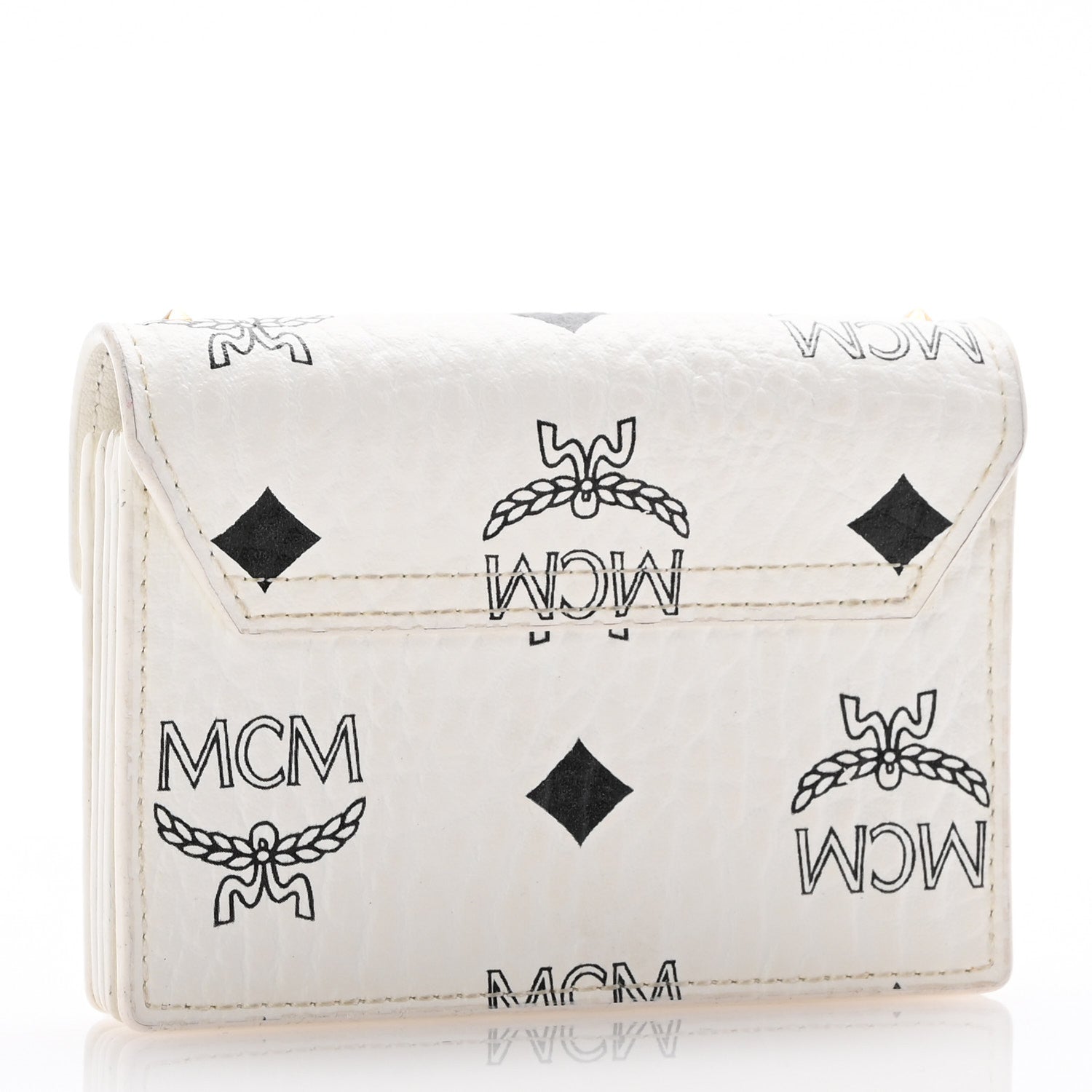 MCM Visetos Mini Accordion Card Wallet White 3 of 10