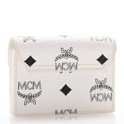 MCM Visetos Mini Accordion Card Wallet White 3 of 10