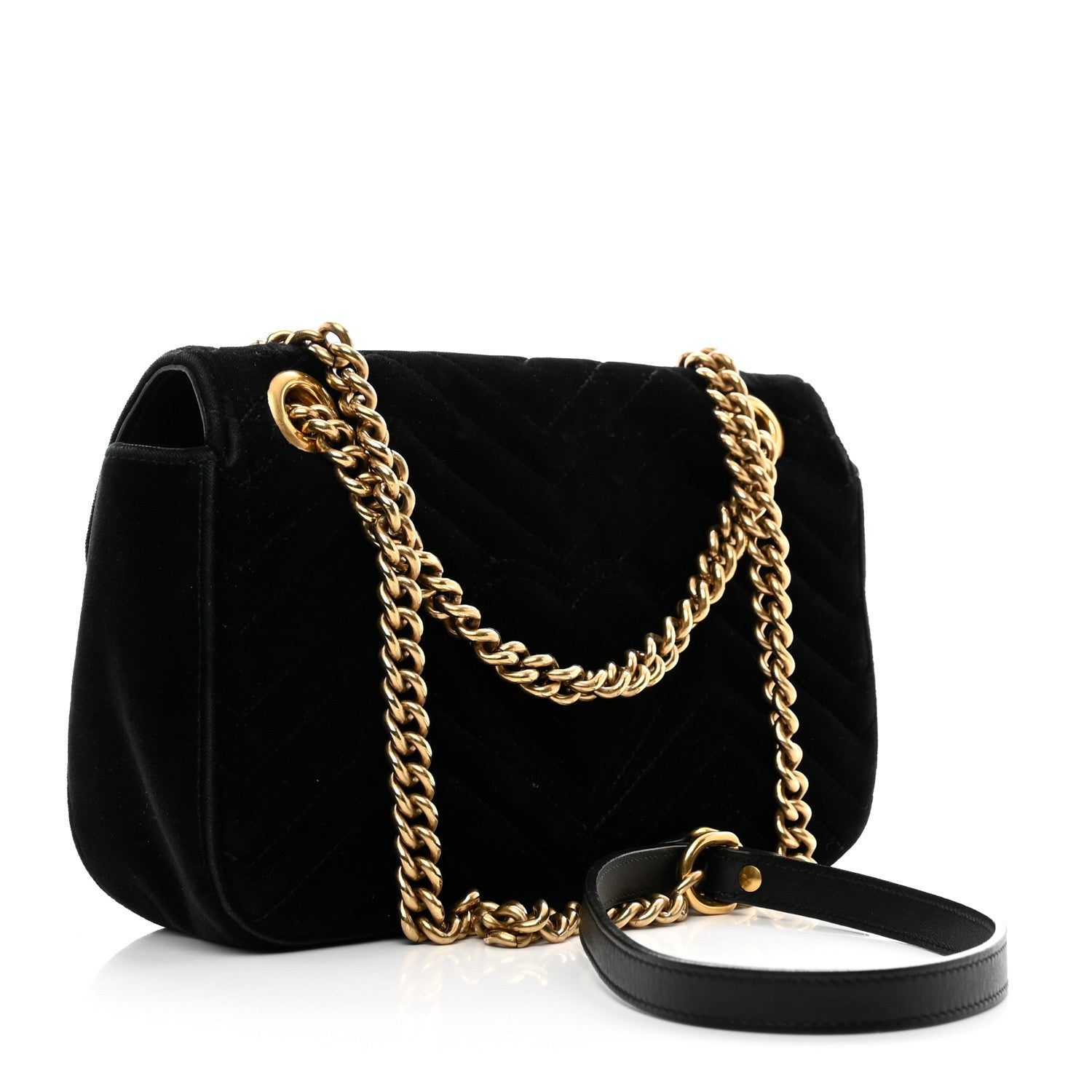 Gucci Velvet Matelasse Small GG Marmont Shoulder Bag Black 3 of 11