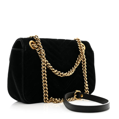 Gucci Velvet Matelasse Small GG Marmont Shoulder Bag Black 3 of 11