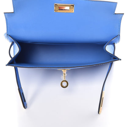 Hermes Ostrich Mini Kelly Sellier 20 Blueet 44 of 60