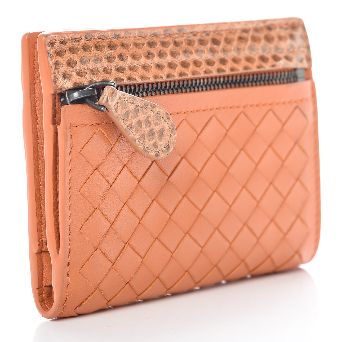 Nappa Ayers Intrecciato Card Wallet Orange
