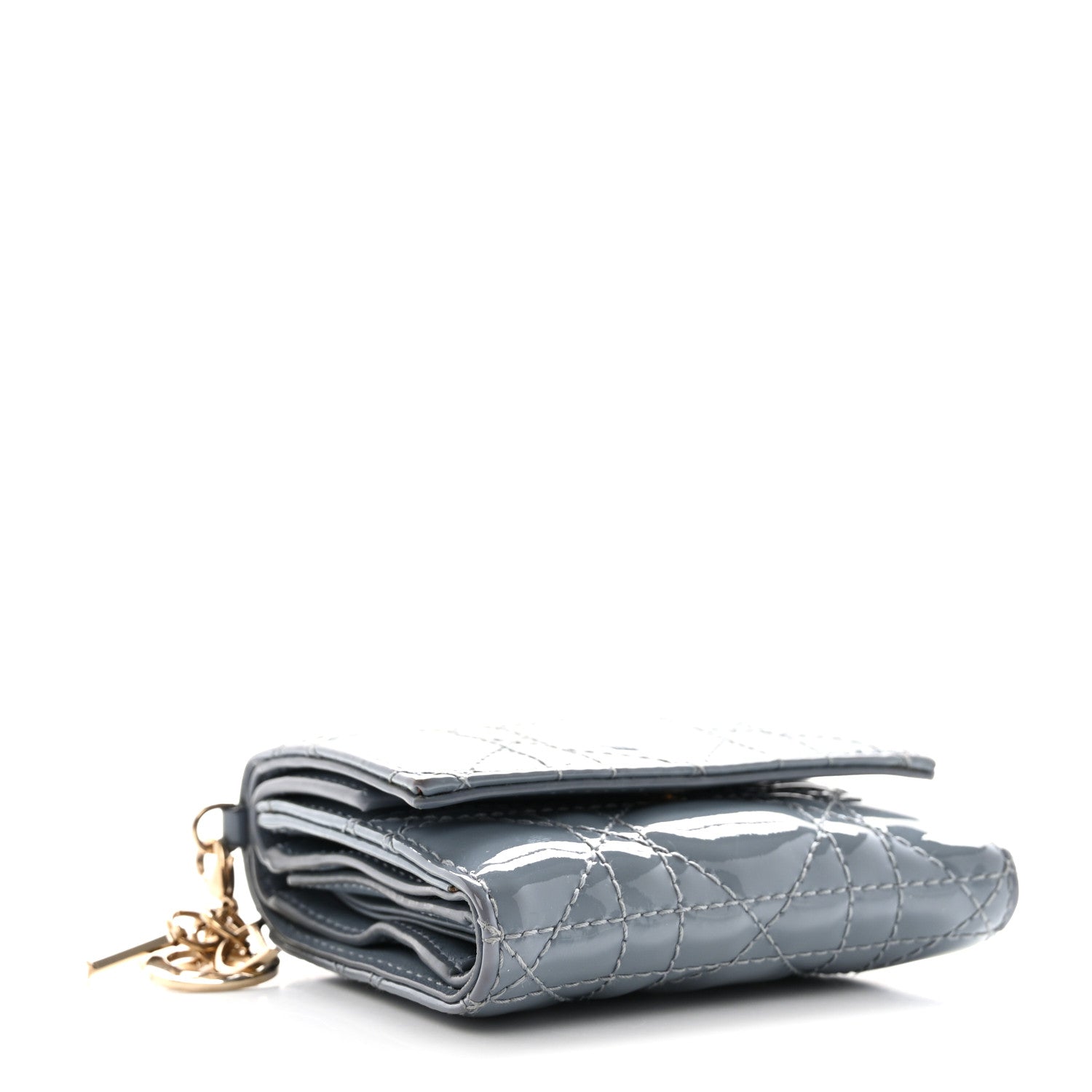 Christian Dior Patent Cannage Lady Dior Lotus Wallet Light Blue 4 of 8