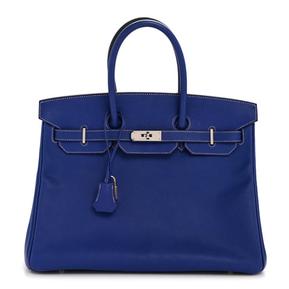 Hermes Epsom Candy Birkin 35 Bleu Electrique Mykonos 1 of 14