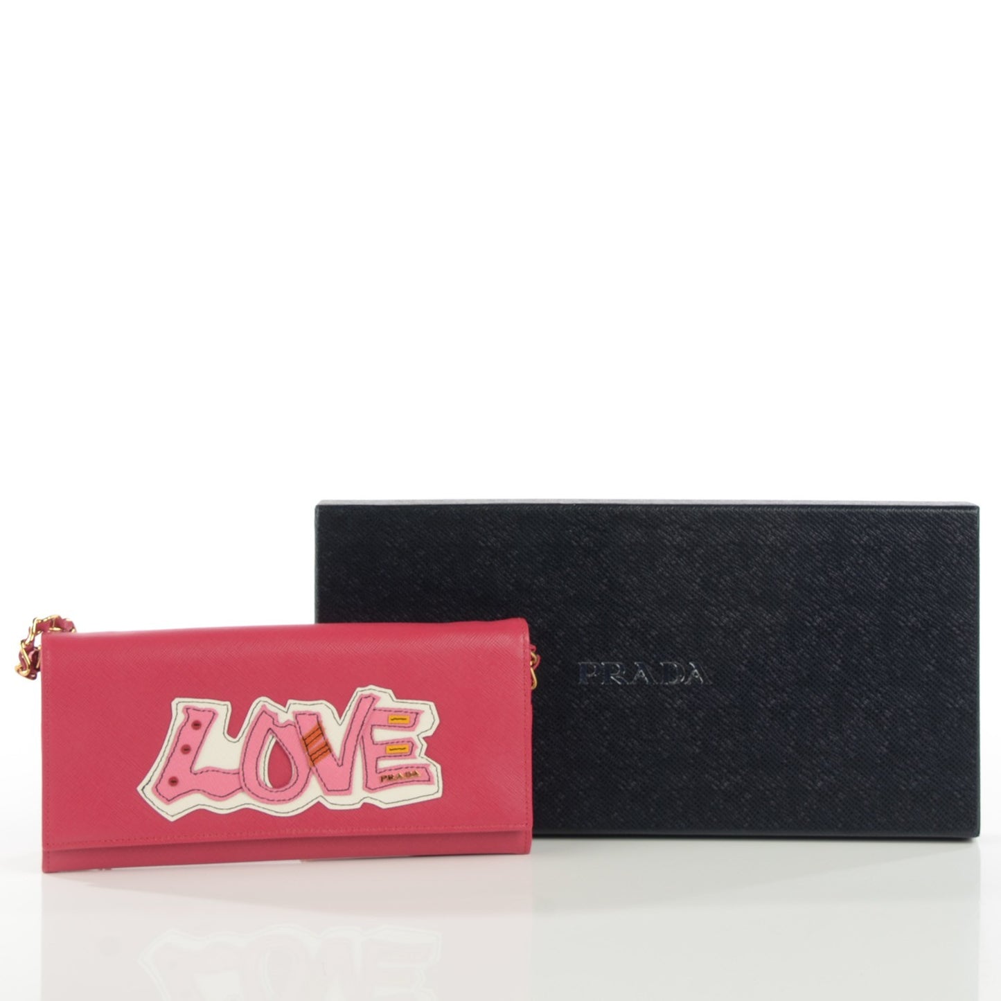 Saffiano Love Chain Wallet Peonia