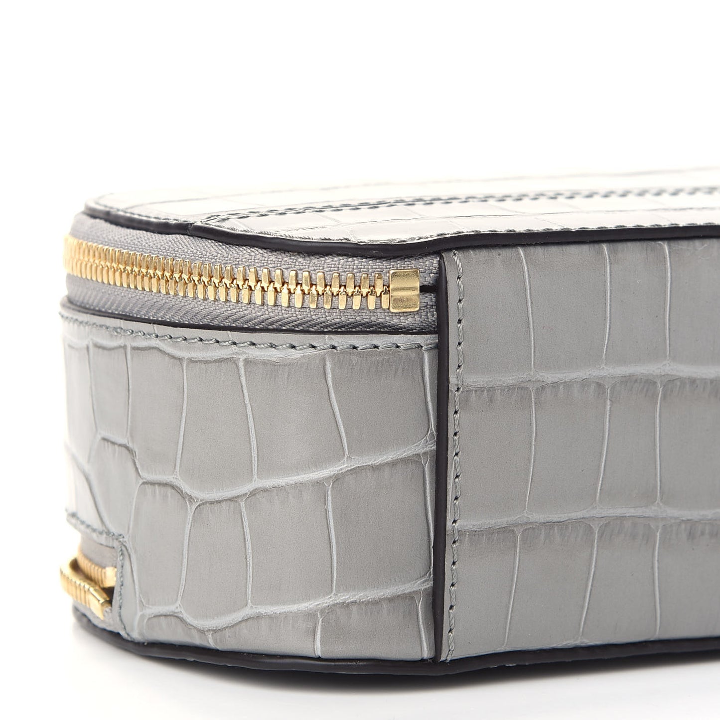 Calfskin Crocodile Embossed Mini C Vanity Bag Stormy Grey