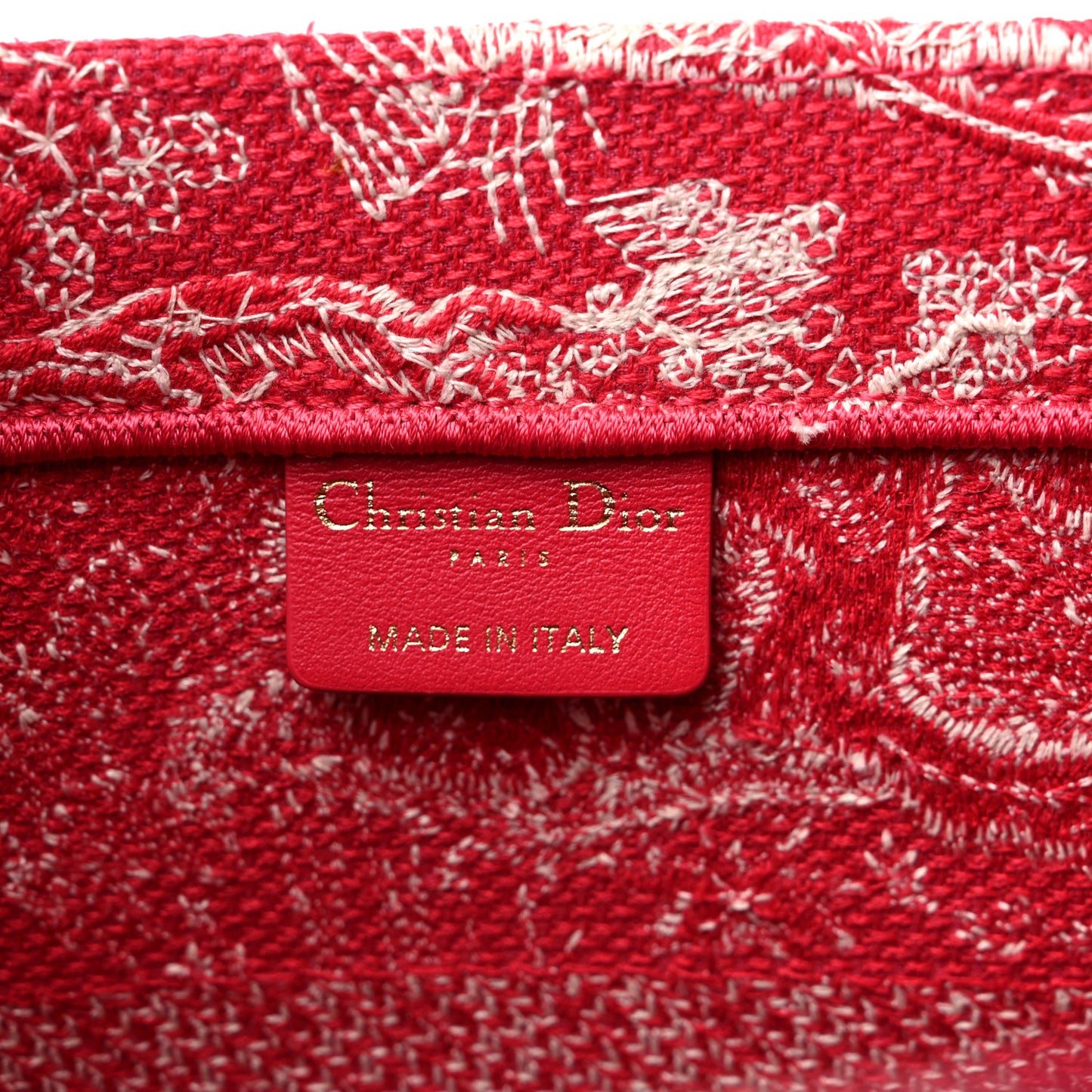 Canvas Embroidered Medium Dioriviera Toile De Jouy Book Tote Raspberry