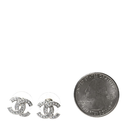 Chanel Crystal Mini Timeless CC Earrings Silver 2 of 5