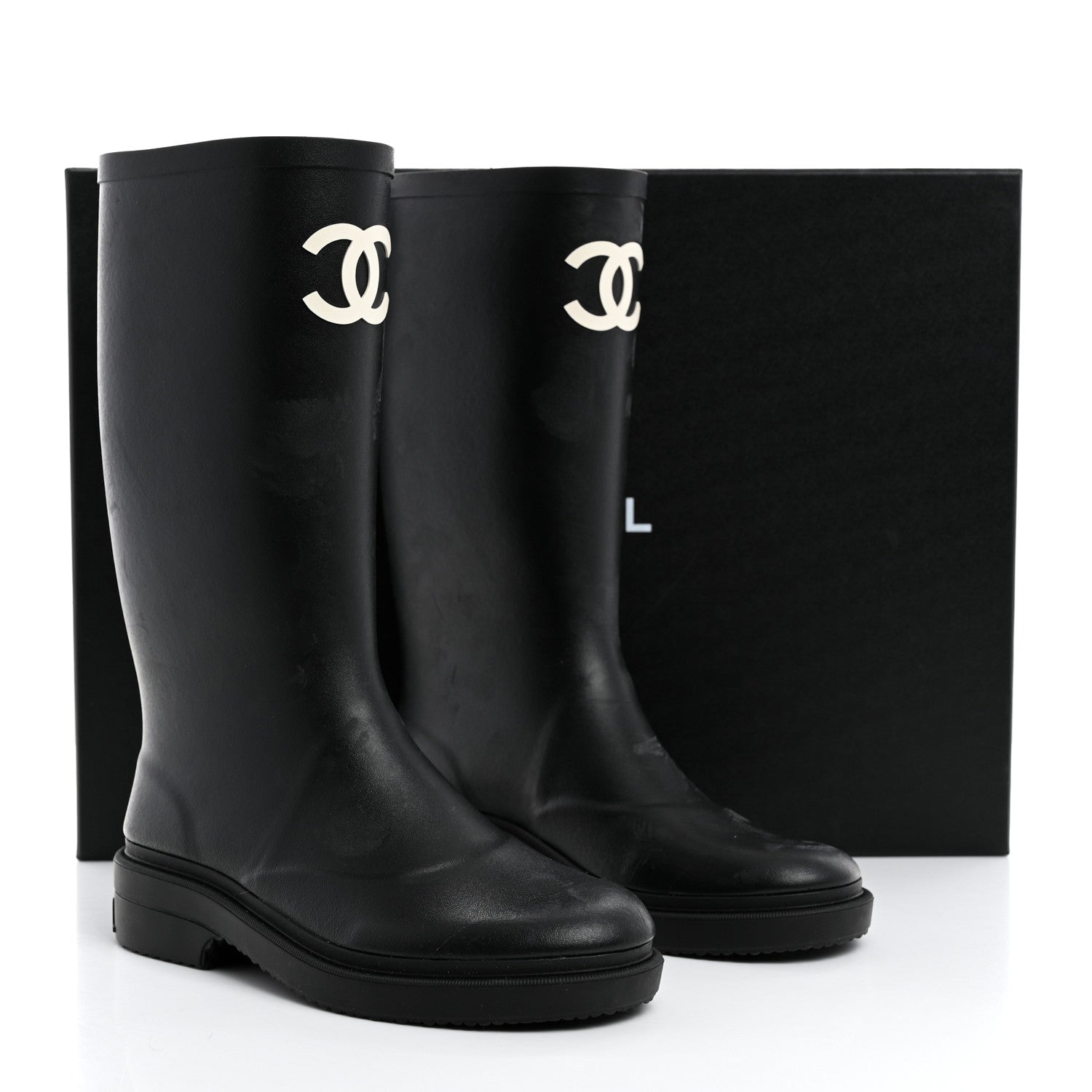 Chanel Caoutchouk CC High Boots 37 Black 9 of 9