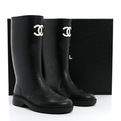 Chanel Caoutchouk CC High Boots 37 Black 9 of 9