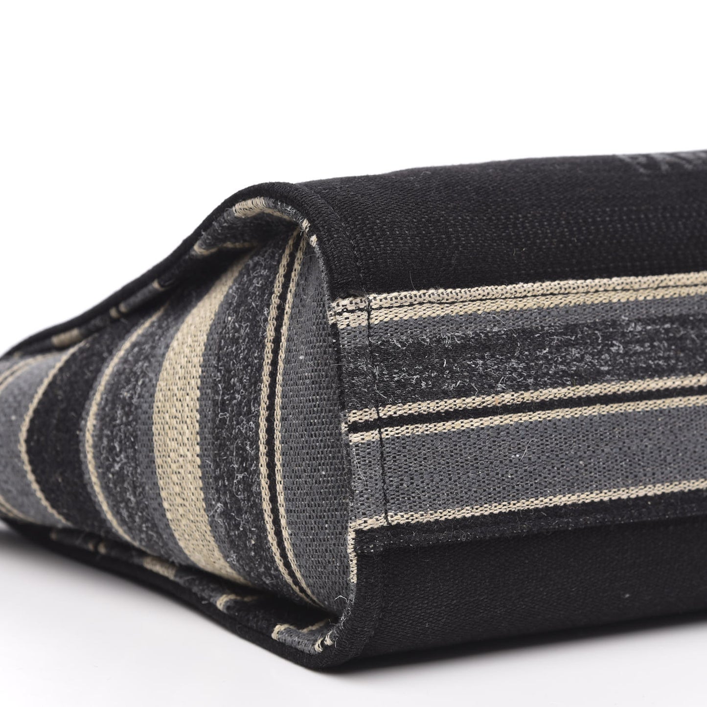 Striped Canvas Small Deauville Tote Grey Black