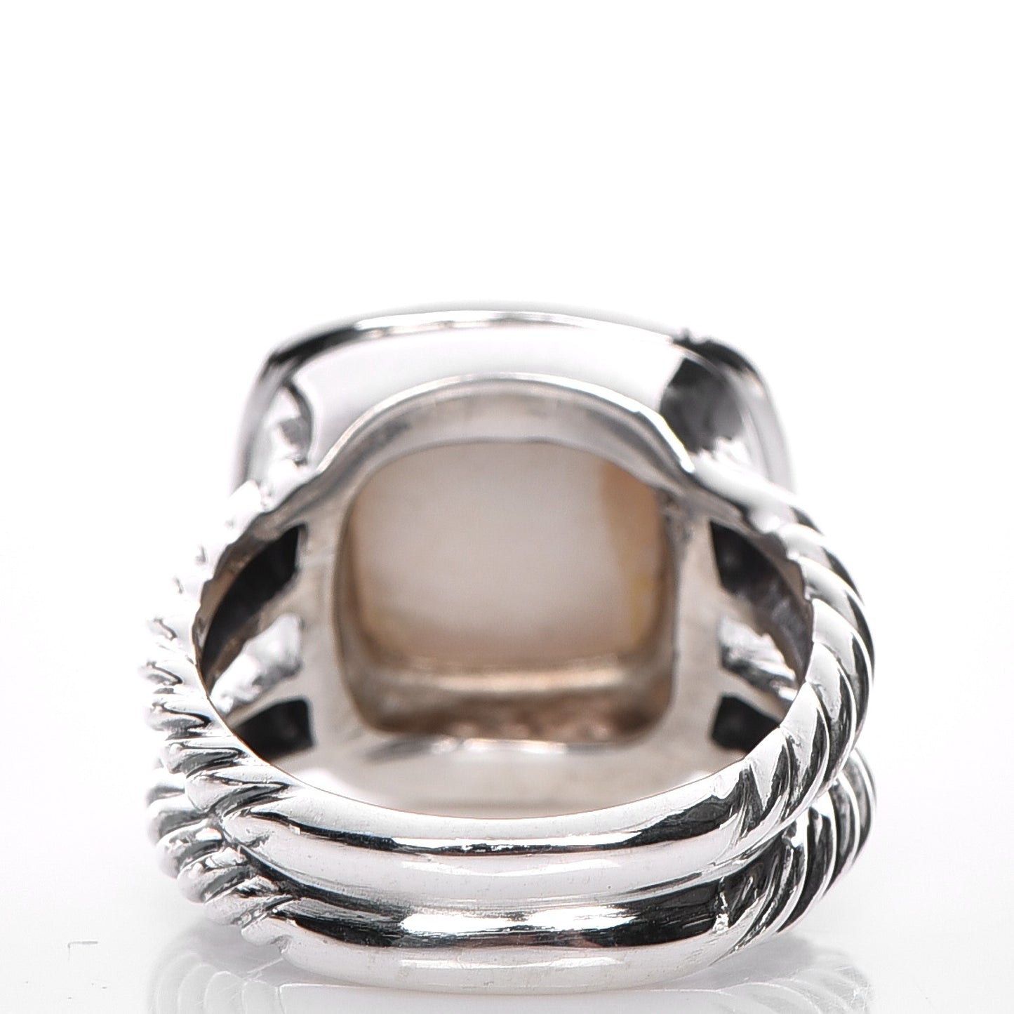 Sterling Silver Diamond Mother of Pearl 11mm Albion Ring 54 7