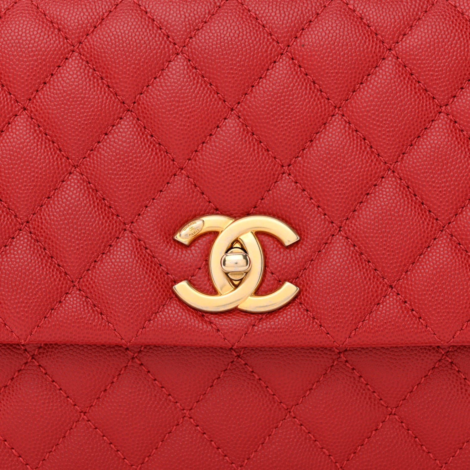 Chanel Caviar Quilted Small Coco Handle Flap Red 8 of 10
