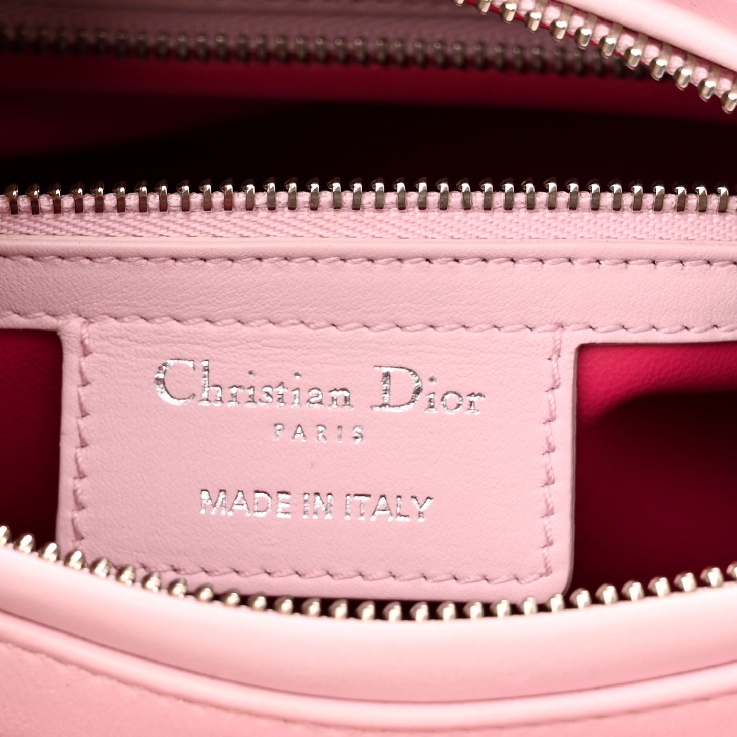 Calfskin Patent Embroidered Valentines Day Heart Medium Lady Dior Pink Multicolor