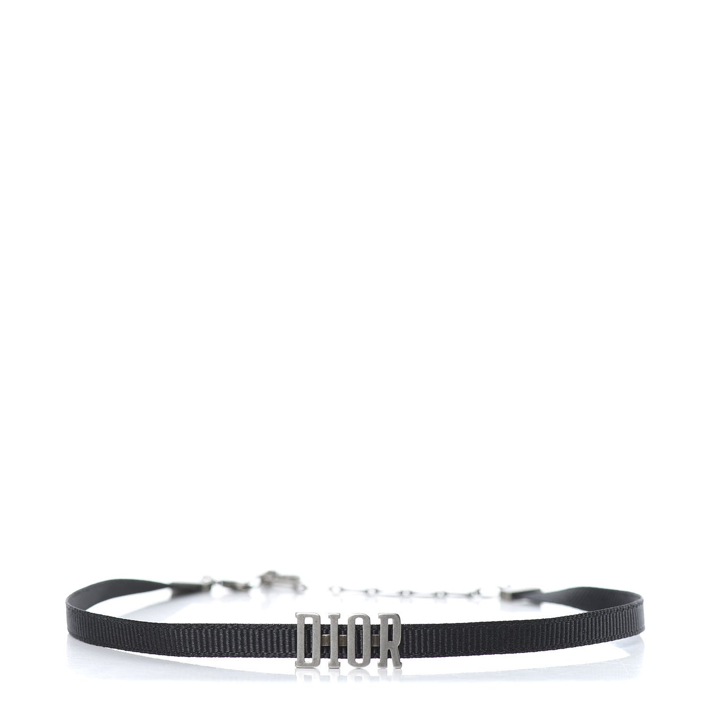 Grosgrain Ribbon Dior Logo Choker Necklace Black