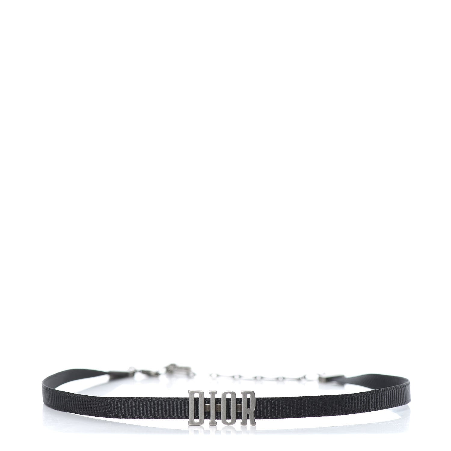 Christian Dior Grosgrain Ribbon Dior Logo Choker Necklace Black 1 of 4