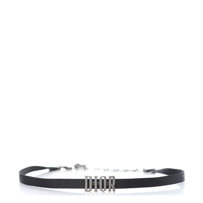Christian Dior Grosgrain Ribbon Dior Logo Choker Necklace Black 1 of 4