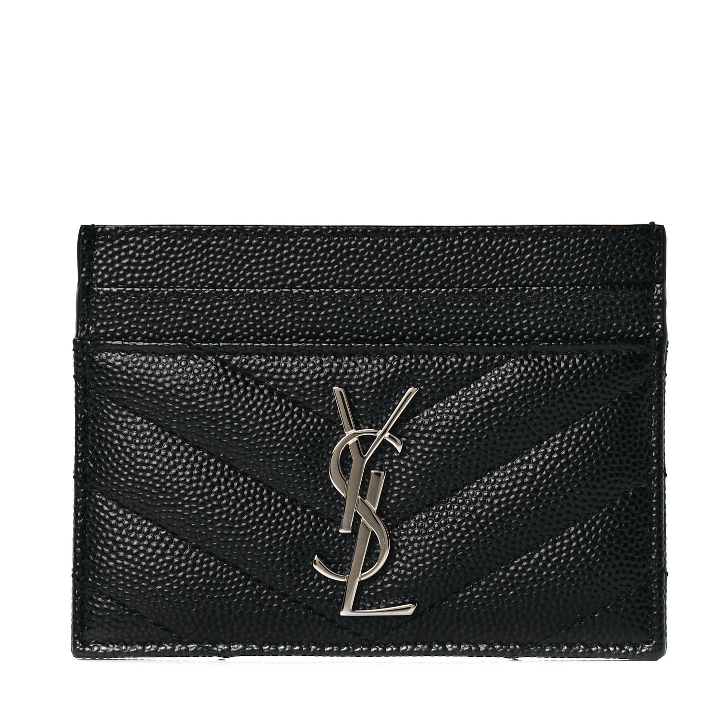 Grain De Poudre Matelasse Chevron Monogram Credit Card Case Black