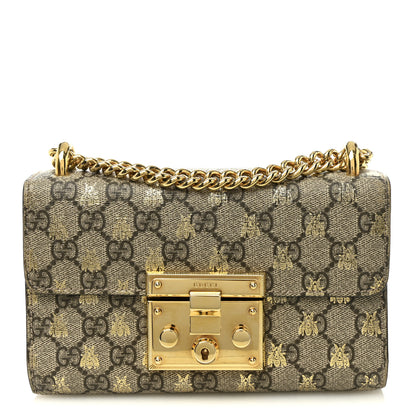 Gucci GG Supreme Monogram Bees Small Padlock Shoulder Bag Black 1 of 10