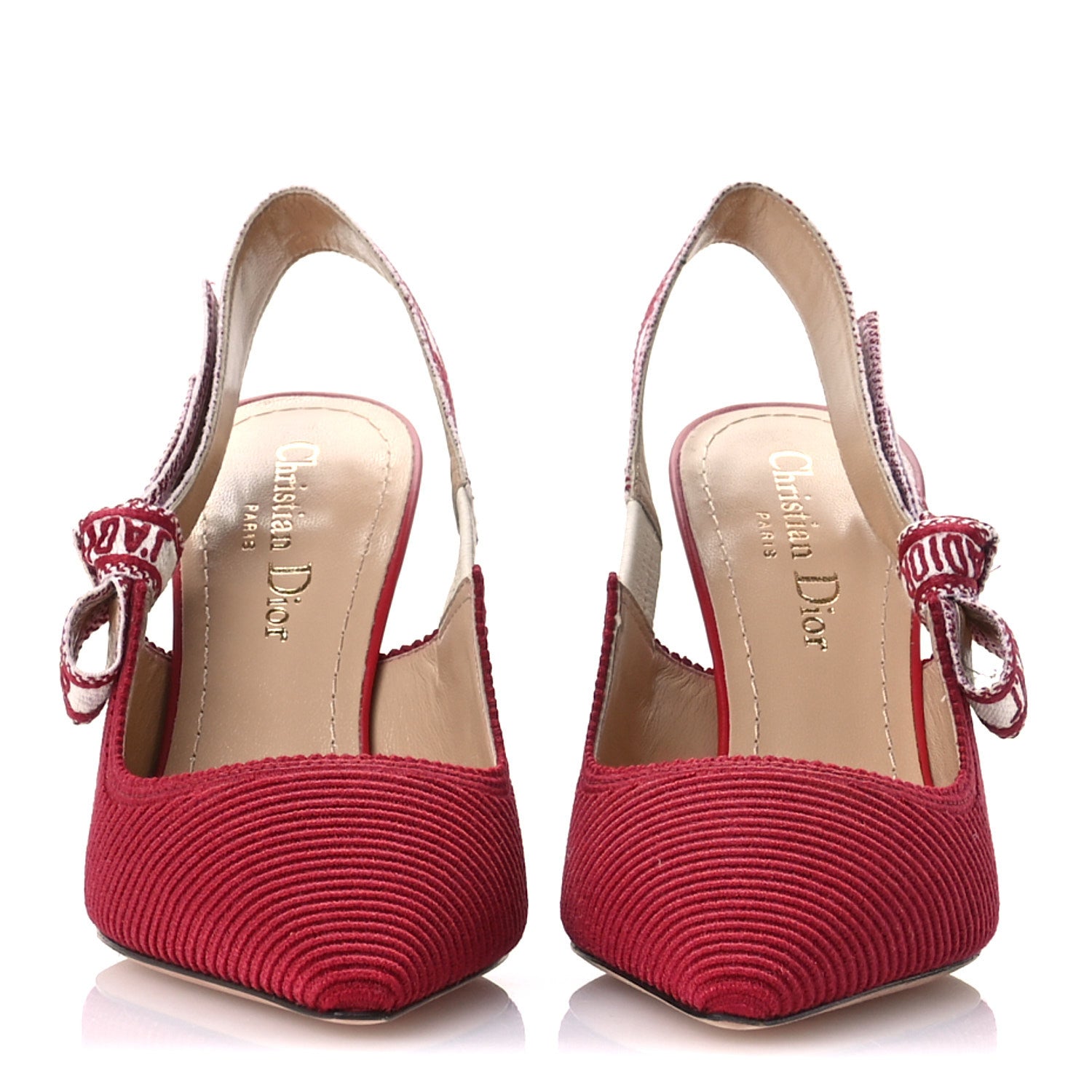 Christian Dior Technical Canvas Ribbon J Adior Slingback 100mm Pumps 36 Cherry 3 of 9