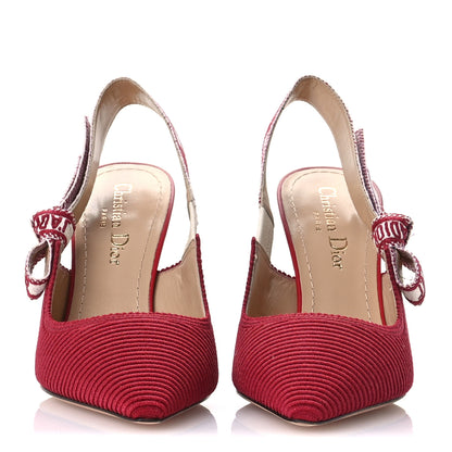 Christian Dior Technical Canvas Ribbon J Adior Slingback 100mm Pumps 36 Cherry 3 of 9