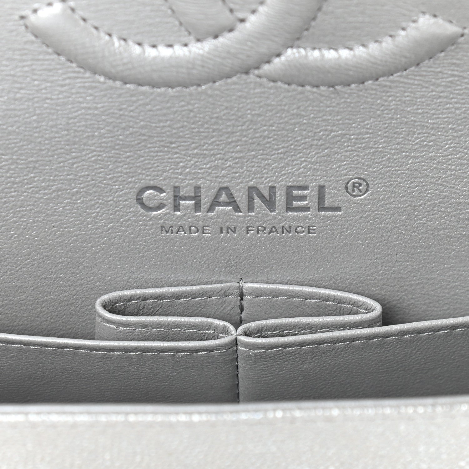 Chanel Glittered Metallic Caviar Quilted Medium Double Flap Silver 6 of 9