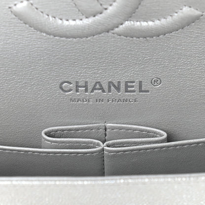 Chanel Glittered Metallic Caviar Quilted Medium Double Flap Silver 6 of 9