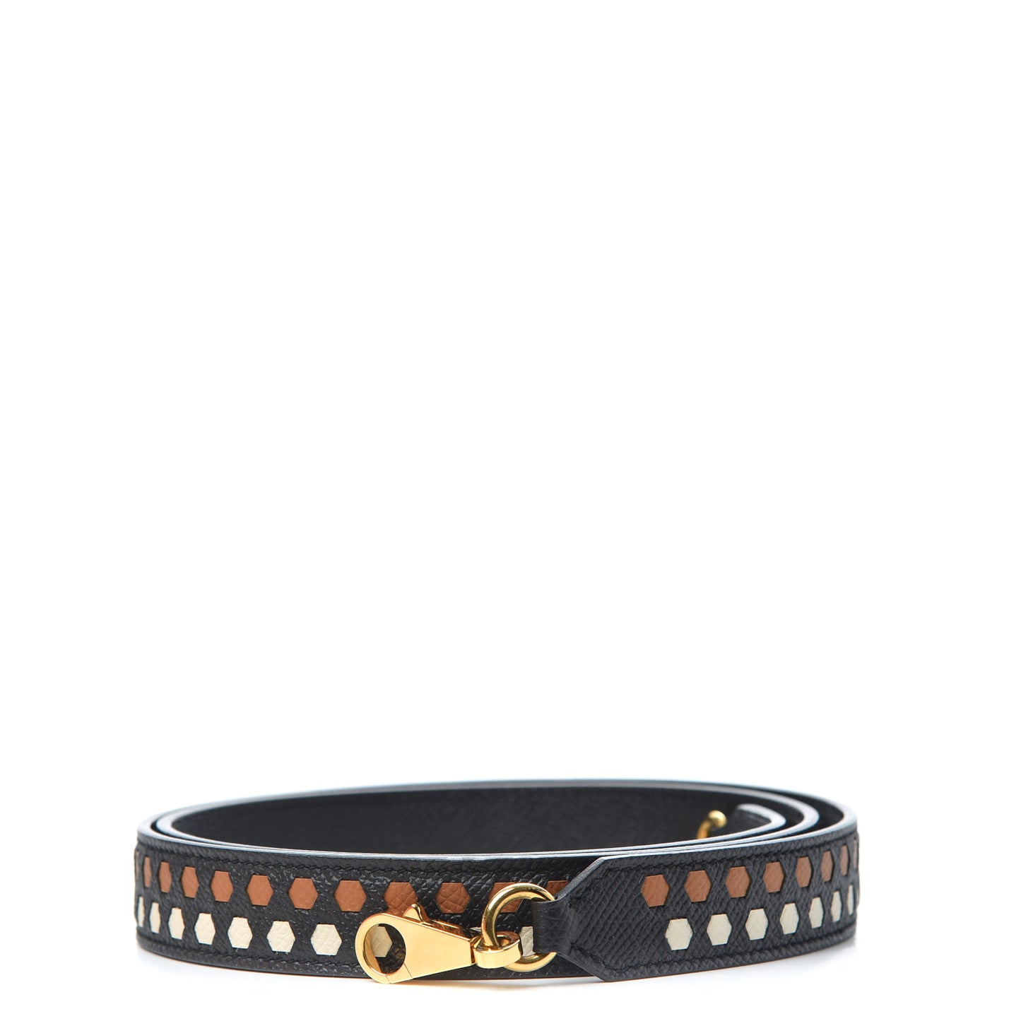 Epsom 25mm Mousqetons Tressage Shoulder Strap Black Craie Gold