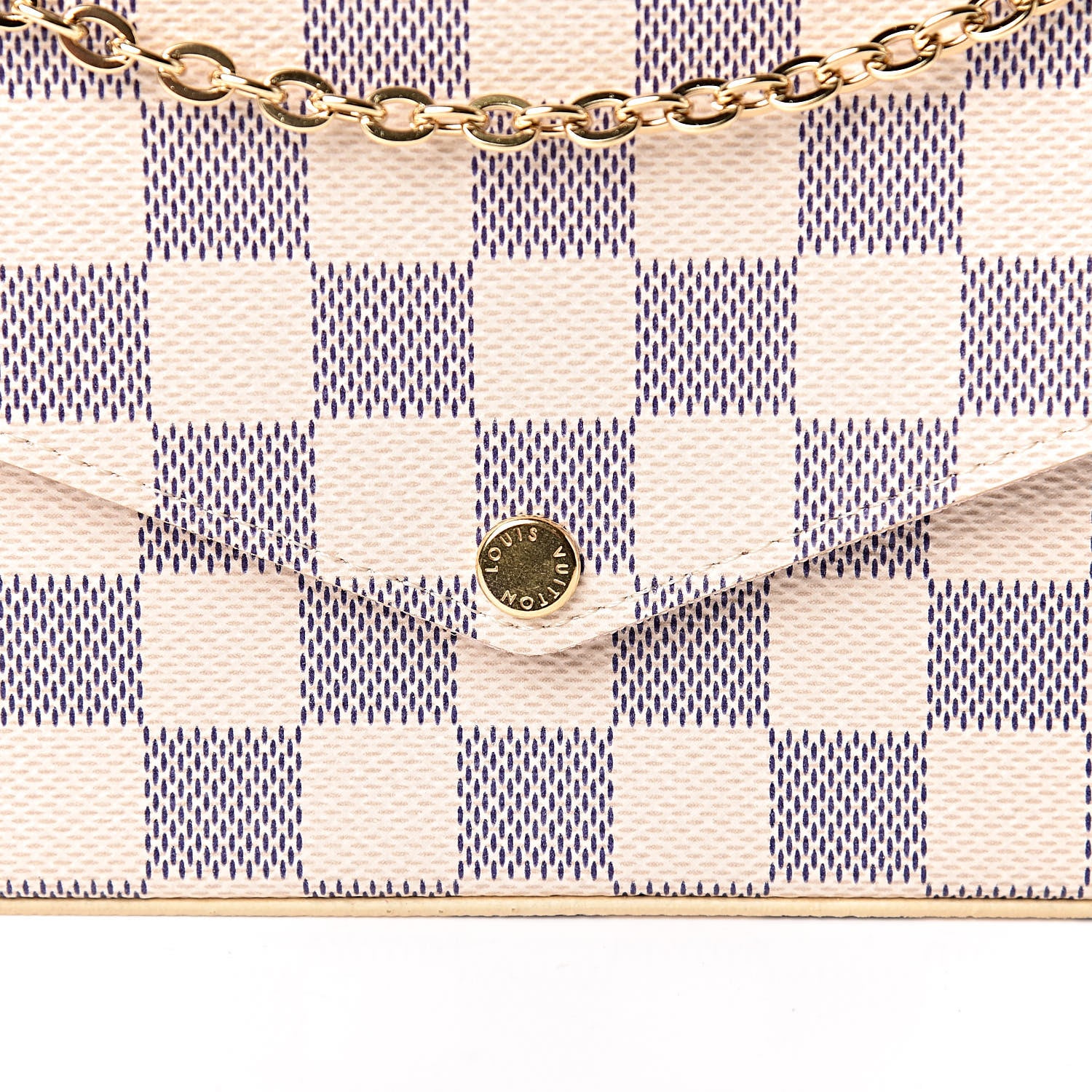 Louis Vuitton Damier Azur Pochette Felicie Chain Wallet Rose Ballerine 8 of 10