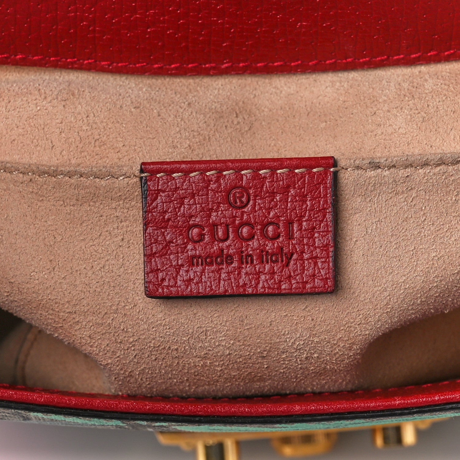 Gucci GG Supreme Monogram Tian Web Medium Padlock Messenger Shoulder Bag Beige Multicolor New Acero 6 of 12
